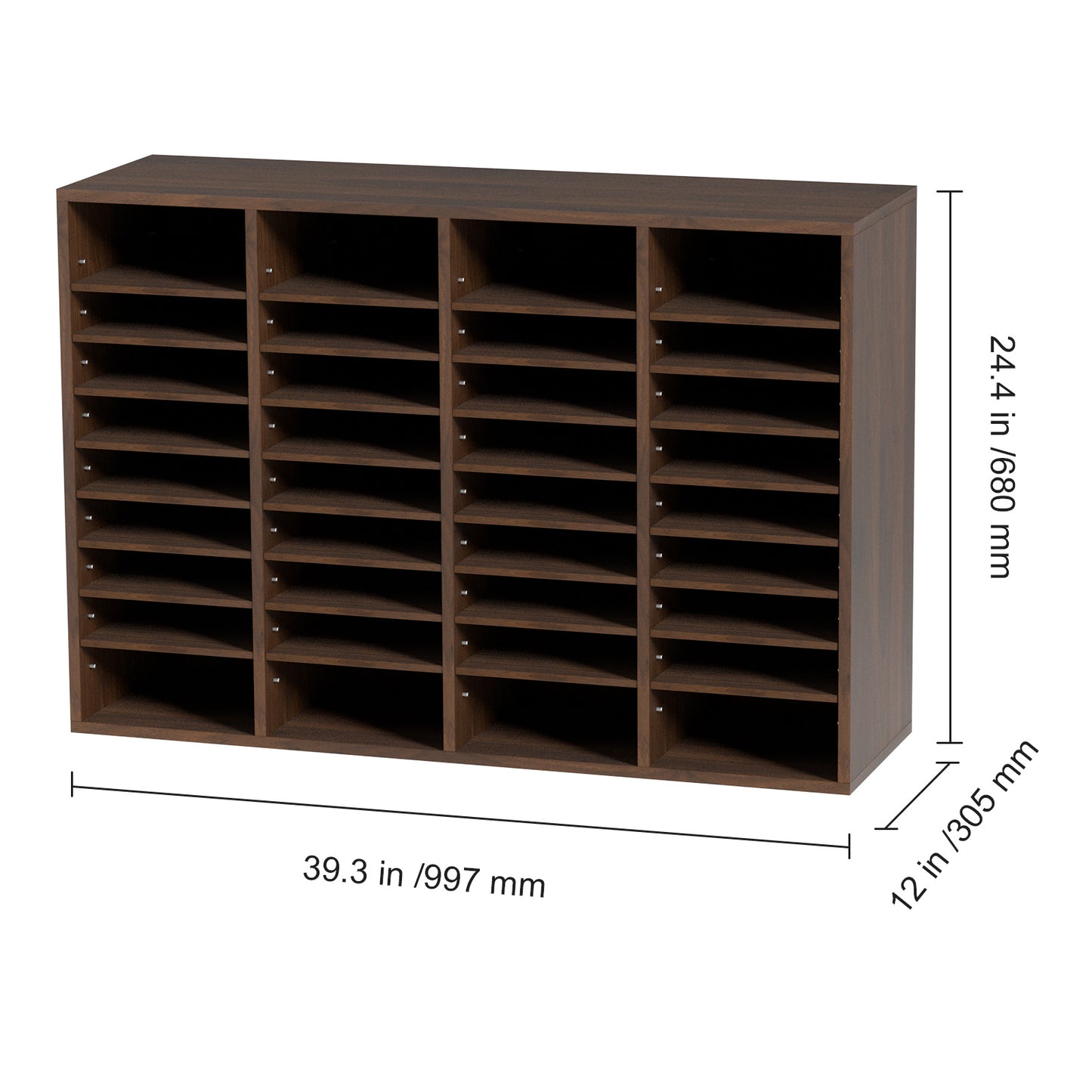 Houten Documenten Organizer – Bureau Sorter – Opbergkast – Postbak – Kantoor Organizer – 36 Vak Compartimenten – Verstelbare Legplanken – Duurzaam P2 Spaanplaat – 99,7x30,5x68 cm