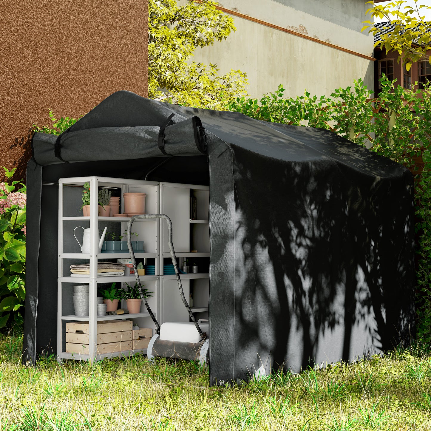 Garagecaravanhoes – Opbergtent – Beschermhoes – Stallingstent – Afdekhoes – Waterdicht – UV-bestendig – 220x157x165 cm – Met Ritsdeur