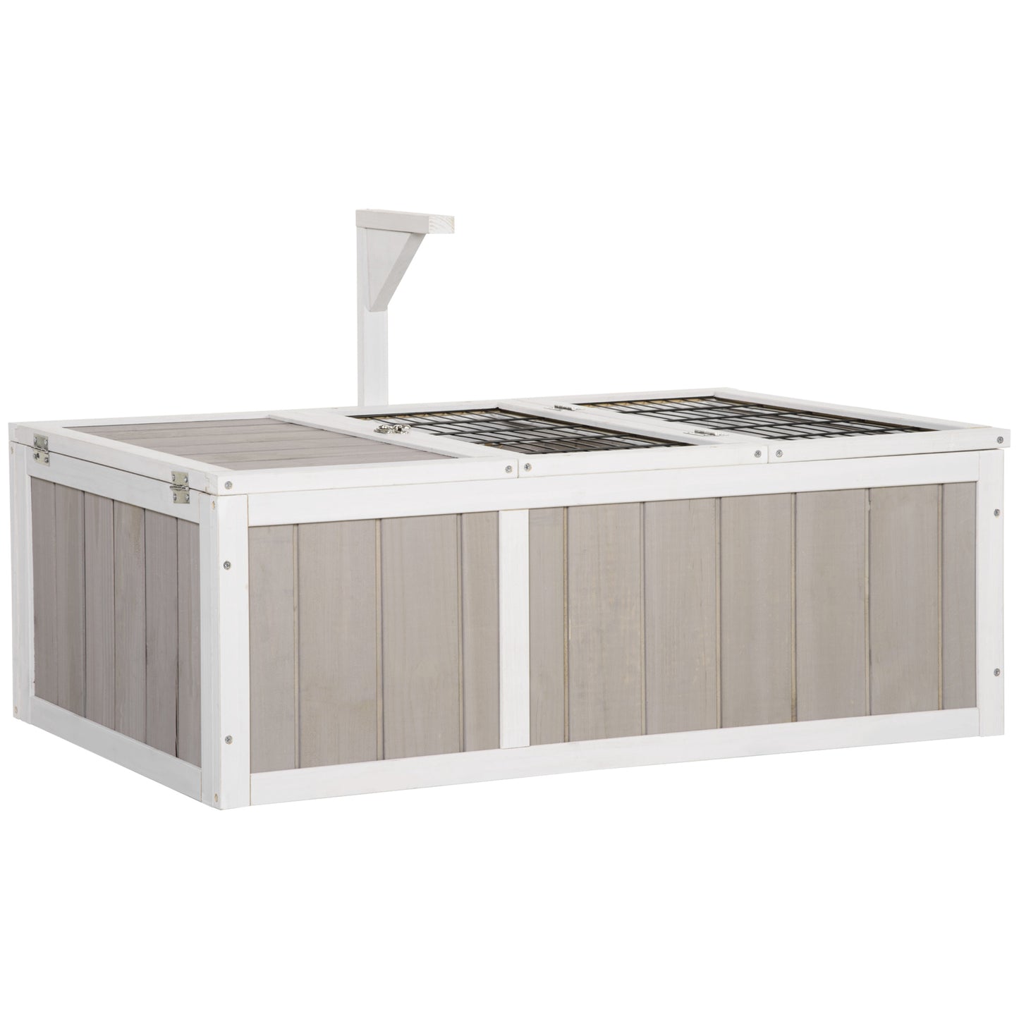 Schildpaddenshuis – Dierenverblijf – Terrarium – Buitenkooi – Houten Kweekbak – Dubbele Leefruimte – 91,5x61x33 cm – Voorkomt Roofdieren