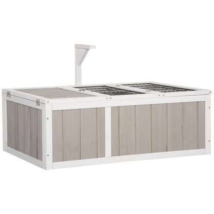 Schildpaddenshuis – Dierenverblijf – Terrarium – Buitenkooi – Houten Kweekbak – Dubbele Leefruimte – 91,5x61x33 cm – Voorkomt Roofdieren