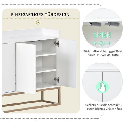Buffet – Opbergmeubel – Dressoir – Kast – Sideboard – Wit – 4 Deuren – Soft-Close – Compact 120x30x80 cm
