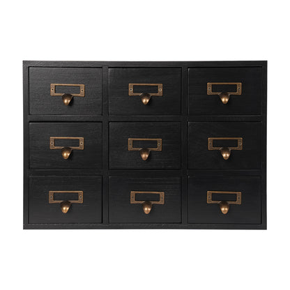 Houten Opberger – Ladekast – Organiser – Opbergkast – Ladenkast – 9 Lades – Ruimtebesparend Verticaal Design – Duurzaam Hout Met Metalen Knoppen