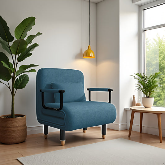 Bankbed – Slaapbank – Sofa Bed – Logeerbed – Bedbank – Verstelbare Rugleuning – Comfortabele Memory Foam Kussen – Purperblauw