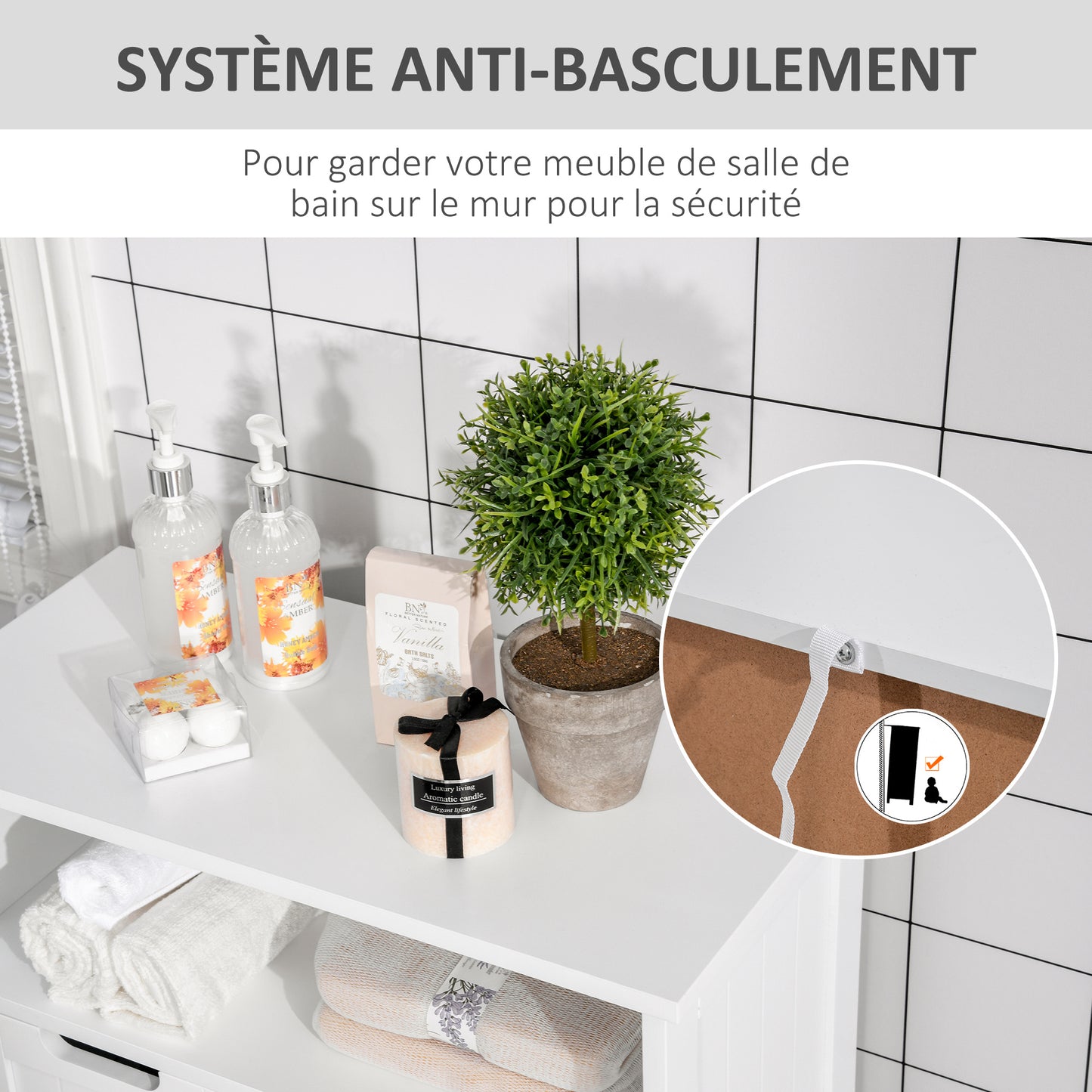 Badkamerkast – Badmeubel – Wastafelonderkast – Kolomkast – Opbergkast – Compact – MDF Wit Met Verstelbare Plank