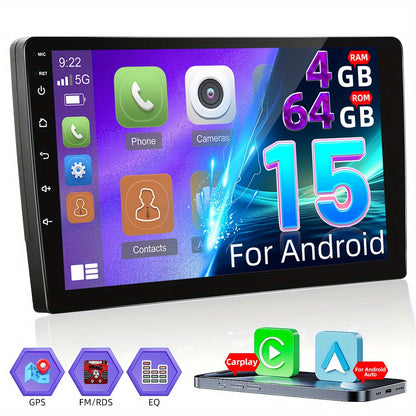 Autoradio – Car Stereo – Auto Radio – Multimedia Speler – Double DIN – 10 Inch HD Touchscreen – Android 15 Systeem – Draadloos CarPlay & Mirror Link – Inclusief AHD Camera & Microfoon