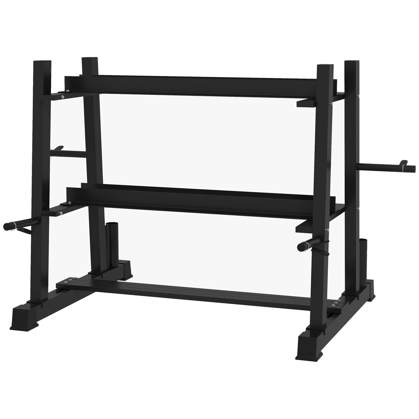 Dumbbellrek – Halterrek – Kettlebellrek – Gewichtenschijfrek – Opbergrek Fitness – Verstelbaar 3-Laags – Stabiel Stalen Frame – 131 x 75 x 80 cm Zwart