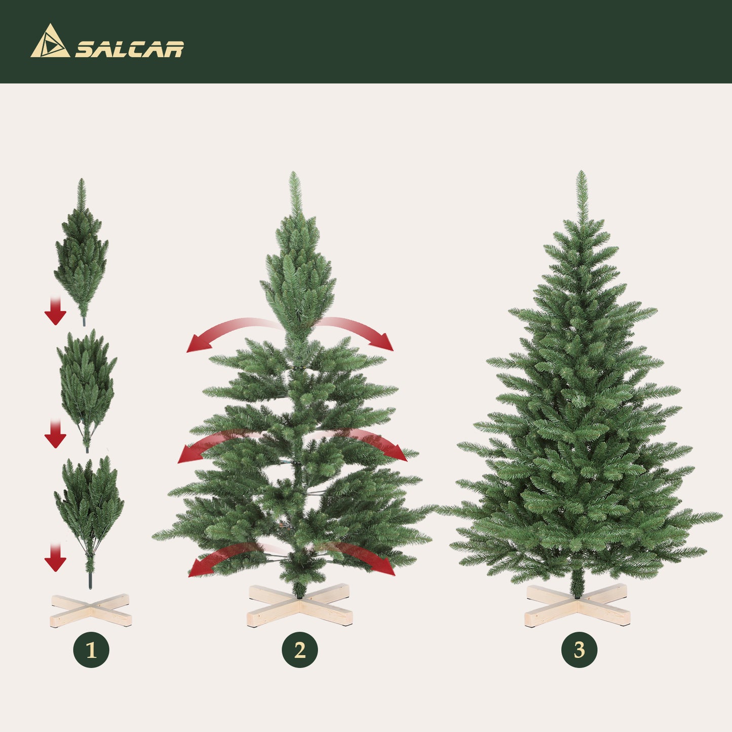 210 cm Artificial PVC Fir Tree | Stable Cross Base, Easy to Assemble, Ideal for Christmas Celebrations, Classic Style by SALCAR