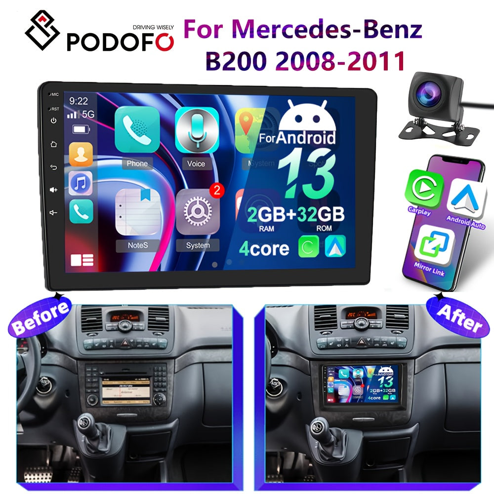 9-inch Android Autoradio – Multimedia Systeem – Navigatie Radio – Touchscreen Car Audio – Wifi Connectiviteit – Draadloze CarPlay – Offline GPS Navigatie