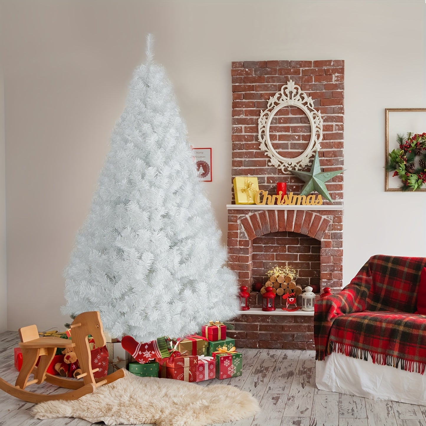 Kunstkerstboom – Kunstboom – Nepspar – Kerstboom Wit – Kunstnaaldboom – 180 cm Hoog – Stevige Metalen Standaard – Duurzaam & Onderhoudsvrij