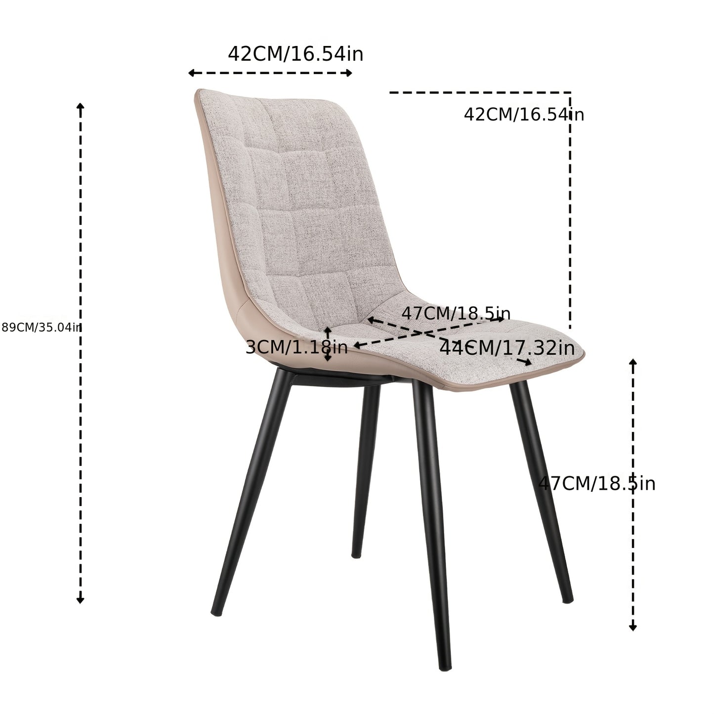 Eetkamerstoel – Keukenstoel – Stoel – Kuipstoel – Zitstoel – Set van 2 – Metalen Frame – Makkelijk Schoon te Maken – Modern Grijs – Voor Harde Vloeren