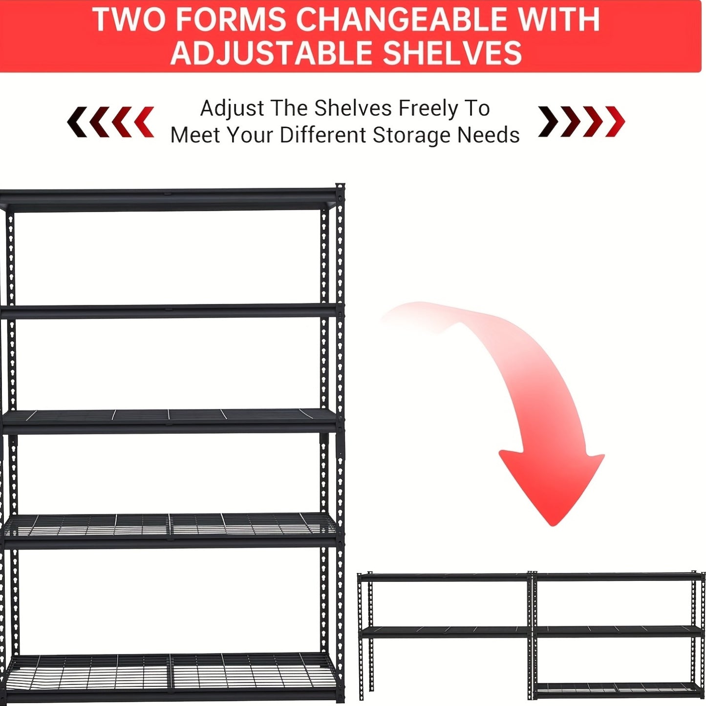 Heavy Duty 5-Tier Metal Corner Shelf Set, 1135kg Load Capacity, MDF Board Shelves, Boltless Design for Garage, Basement, Storage Room, Cellar Organization, Utility Shelves, Utility Shelves