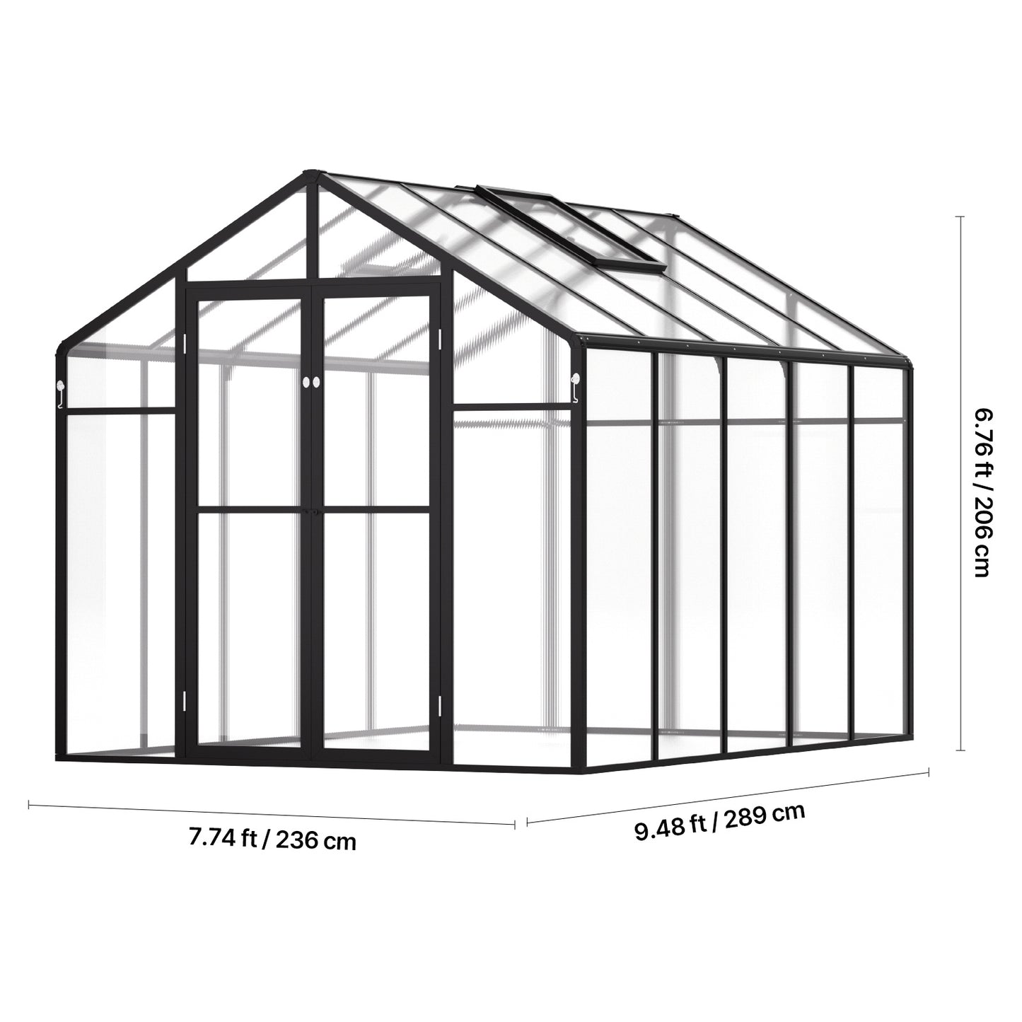 Kas – Kweekkas – Tuinkas – Plantenkas – Serre – 8 x 10 Ft Ruim Formaat – UV-Bestendige Polycarbonaat Panelen