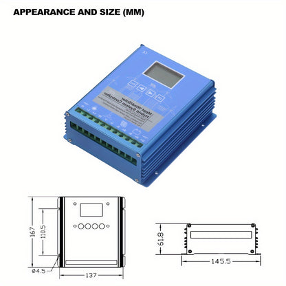 Ladercontroller – Oplaadregelaar – Laadregelaar – Oplaadcontroller – Laadcontroller – Hybride Wind & Zonne-energie – MPPT Technologie – LCD Display – Dump Load Beveiliging – 12V/24V/48V