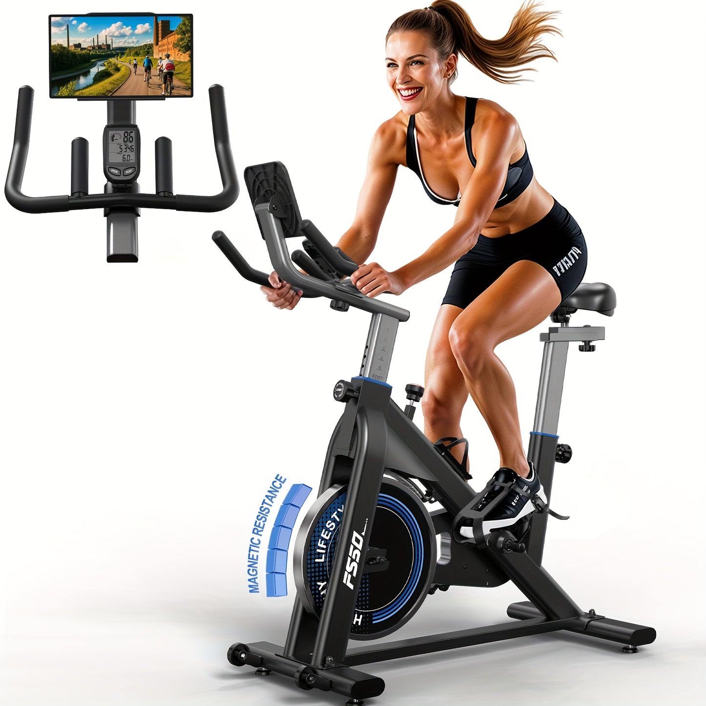 Ergometer Hometrainer – Fitnessfiets – Binnenfiets – Cardiofiets – Trainingsfiets – Zwart – Magnetische Weerstand 300W – Max 150 kg Belastbaar