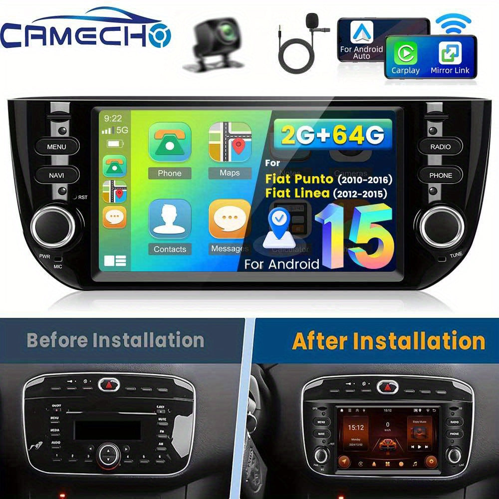Autoradio – Multimedia Systeem – Auto Stereo – Navigatie Radio – 9-Inch HD Touchscreen – 2GB+64GB Met AHD Achteruitrijcamera & Microfoon – Draadloze CarPlay & Android Auto