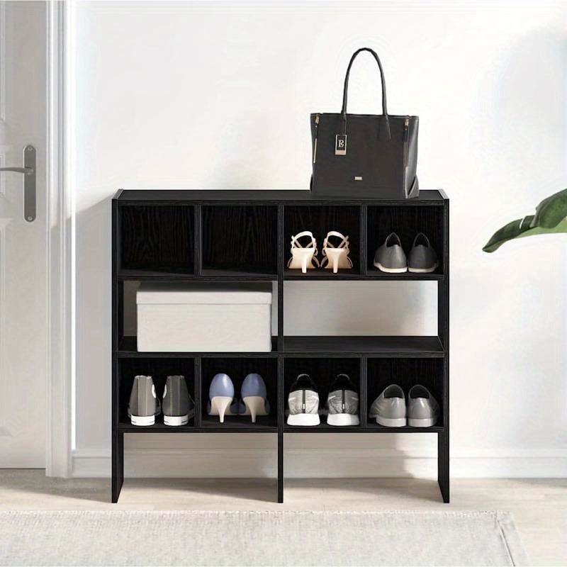 Shoe Racks 2pcs Stackable 89.5X30X40 Cm Black Oak Color Durable And Easy to Assemble, Keep Your Shoes Organized And Within Reach with Our Shoe Racks.