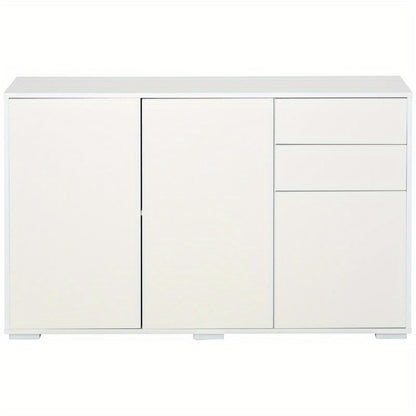 Opbergkast – Opbergmeubel – Kasten – Dressoir – Opbergruimte – Wit – 2 Lades & 3 Deuren – Duurzaam Hardhout & Kunststof Board – Ruimtebesparend & Direct Gebruiksklaar