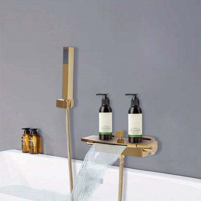 Badkraan – Badmengkraan – Thermostaatkraan – Mengkraan – Badmengkraan Set – Gouden Afwerking – Brede Watervaluitloop