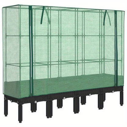 Plantenbak verhoogd met kashoes 160x40x140cm rattanlook