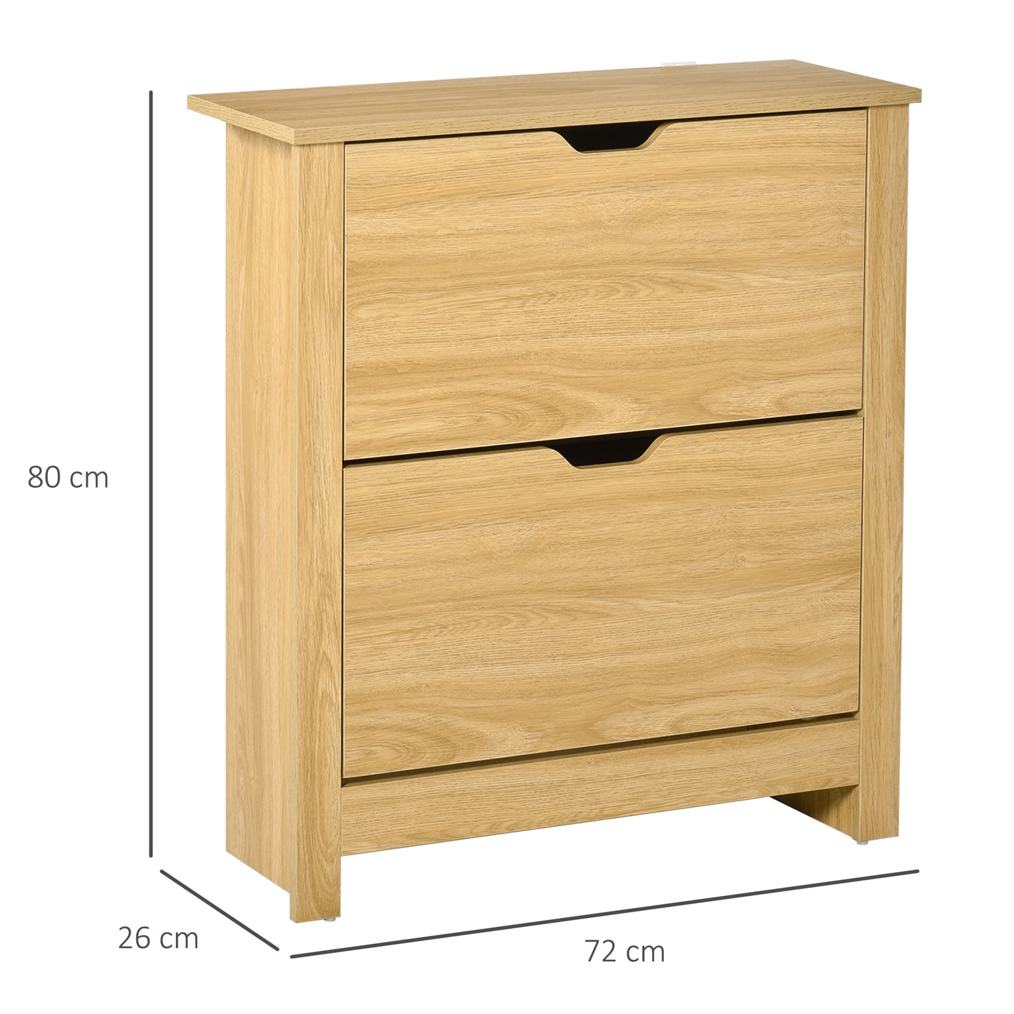 HOMCOM Shoe Cabinet with 2 Folding Doors and 2 Compartments, Natural Wood Particle Panels