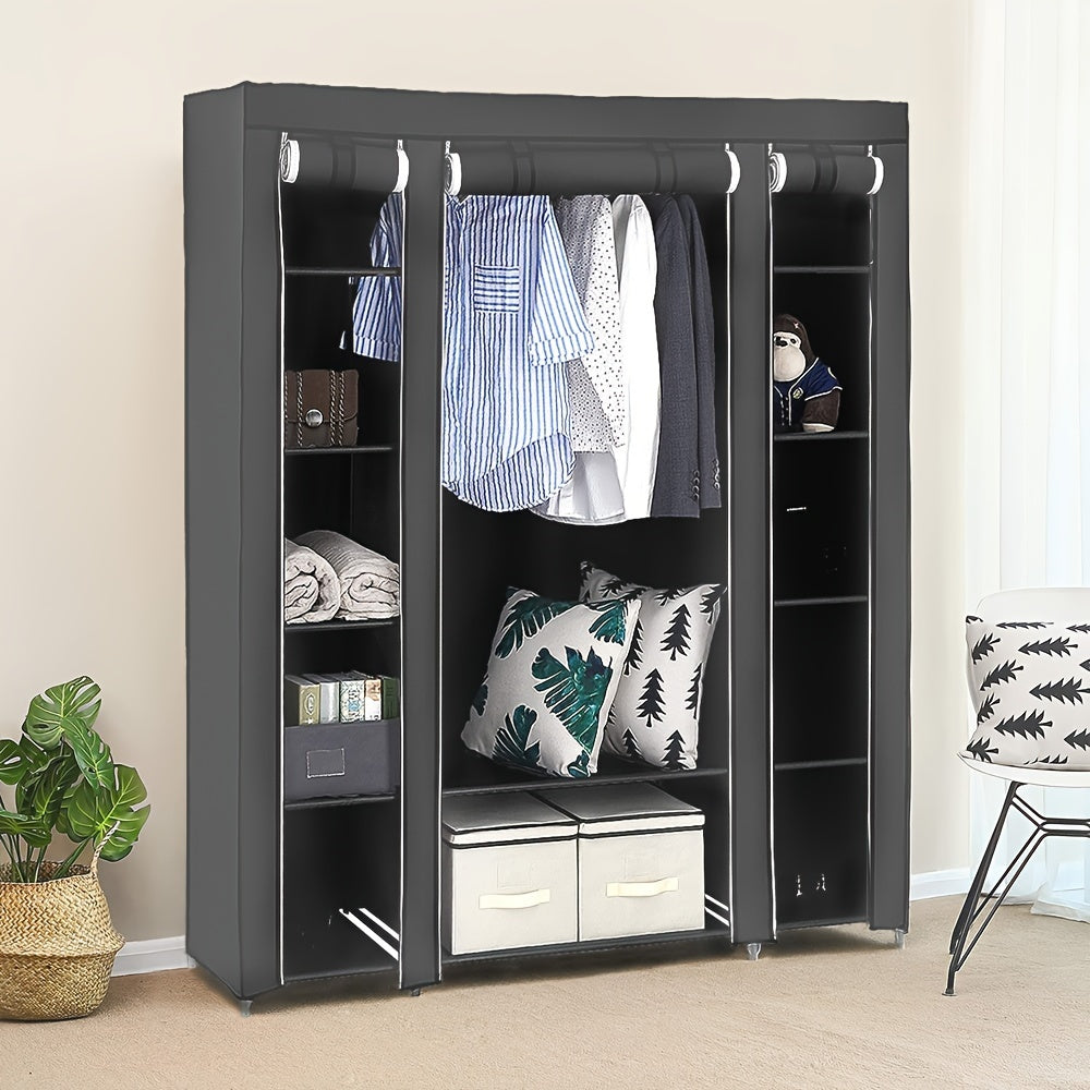 Kledingkast – Kledingopberger – Garderobekast – Kledingrek – KledingOrganizer – Stevig Metalen Frame – Beschermende Canvas Hoes – 172x134x43 cm – Grijs