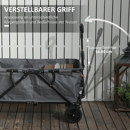 Transportkar – Inklapbare Trolley – Vouwbare Wagen – Tuinkar – Boodschappenkar – 120 kg Laadvermogen – 160 Liter Inhoud – Donkergrijs
