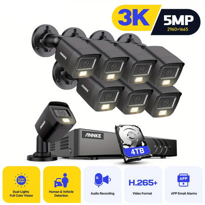 Beveiligingscamera Set – Camerabewaking – Beveiligingscamera’s – Bewakingscamera – CCTV Systeem – 4TB HDD – Bekabeld Met Vaste Netvoeding – Zwart