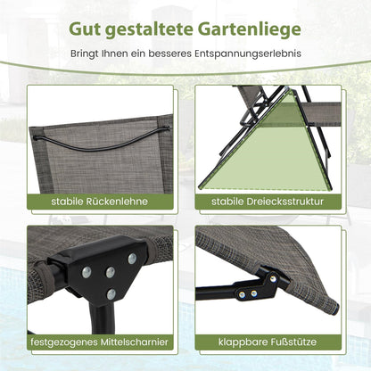 Tuinligstoel – Ligbed – Ligstoel – Zonnebed – Relaxstoel – 2-Delige Set Bruin – Verstelbare Rugleuning – Ademend Materiaal
