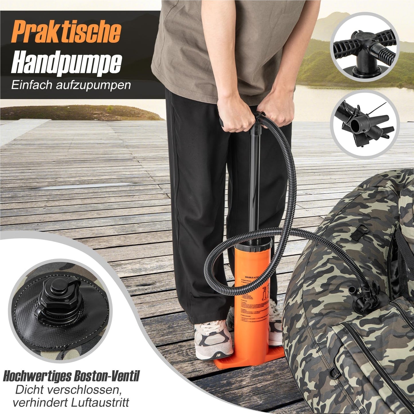 Opblaasboot – Rubberboot – Visboot – Roeiboot – Bellyboot – 150 kg Draagvermogen – Inclusief Hengelhouder en Vismaat