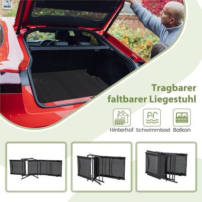 Tuinstoelen – Ligstoelen – Tuinbanken – Ligbedden – Buitenstoelen – Verstelbare Rugleuning – Stevig Metalen Frame – Zwart