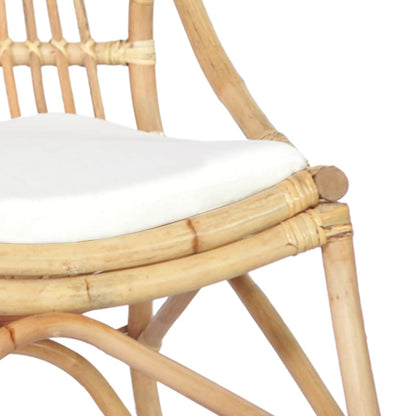 Rotan Stoel – Rotan Fauteuil – Rotan Lounge Stoel – Tuinstoel – Bistrostoel – Natuurlijk Rotan Frame – Comfortabel Linnen Kussen