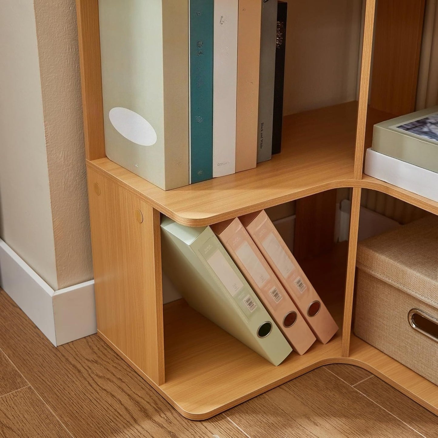 5-laagse Hoekboekenplank – Hoekrek – Boekenkast – Opbergkast – Hoekopberger – Vrijstaande L-vormige Plank – Ruimtebesparend Design – Stevige Duurzame Constructie