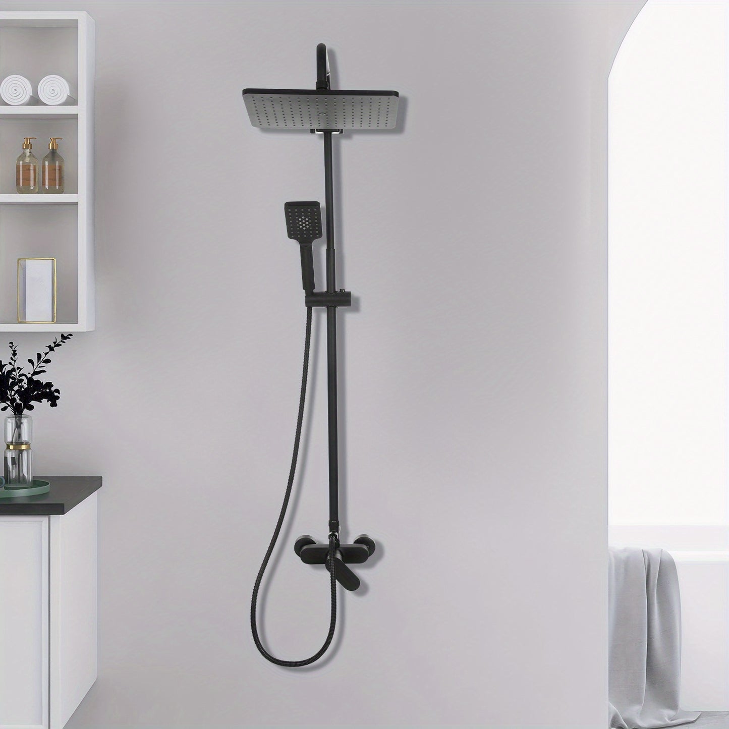 Badkraan – Badmengkraan – Douchekraan – Handdouche – Thermostaatkraan – Waterbesparend – Mat Zwart Met Chroom