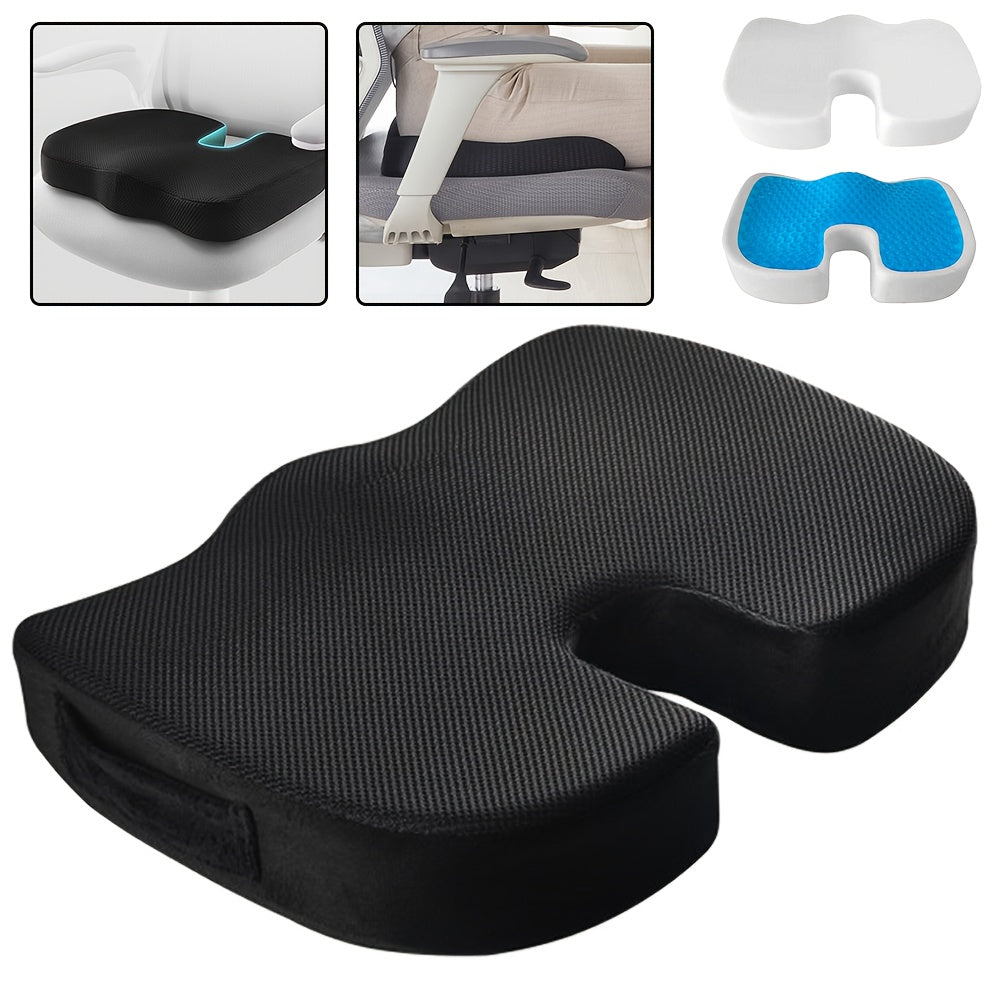 Ergonomisch Stoelkussen met U-vormige Rugondersteuning – Ademend Mesh en Gel Pad – Drukverlichting voor Onderrug, Heupen en Billen – Verstelbaar Koord, Past op de Meeste Stoelen (45x35x7 cm)