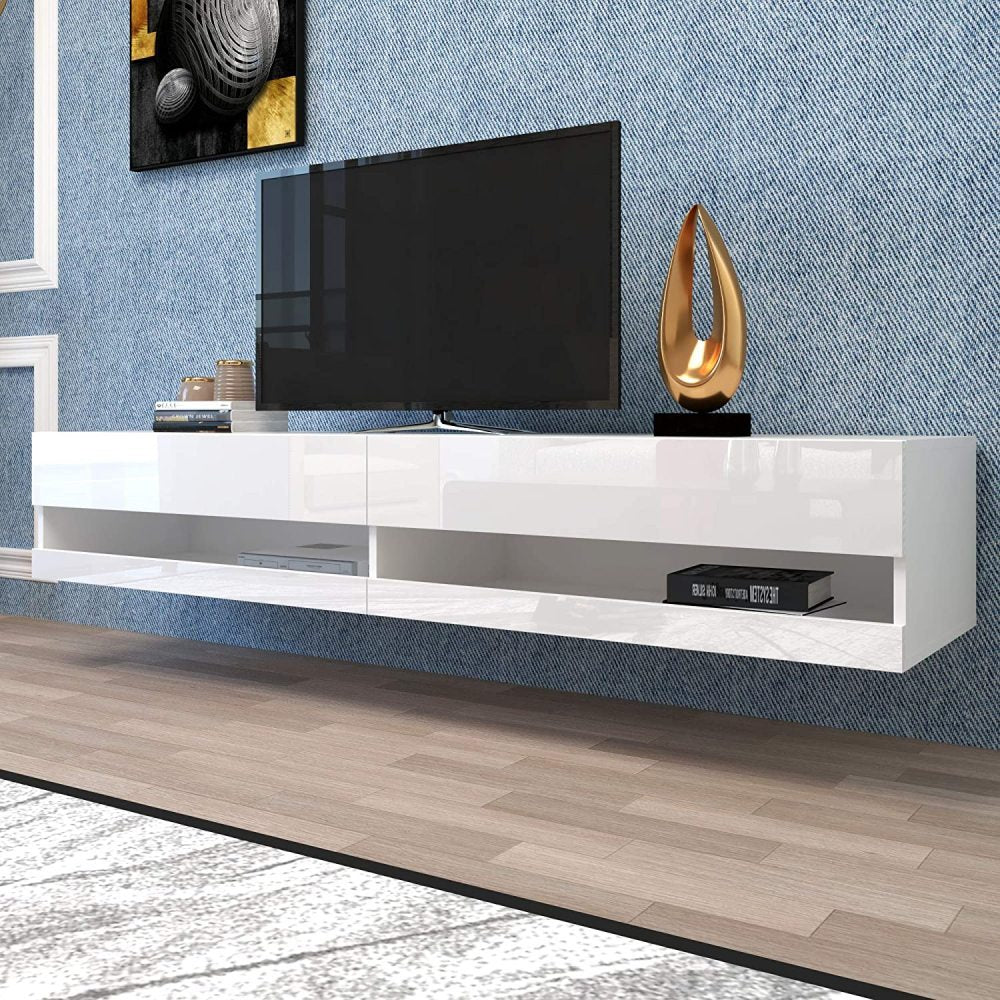 TV Meubel – TV Kast – TV Dressoir – TV Stand – Entertainment Meubel – Modern Wit – Ruime Opbergruimte – Stevige Constructie – 140x40x30,5 cm