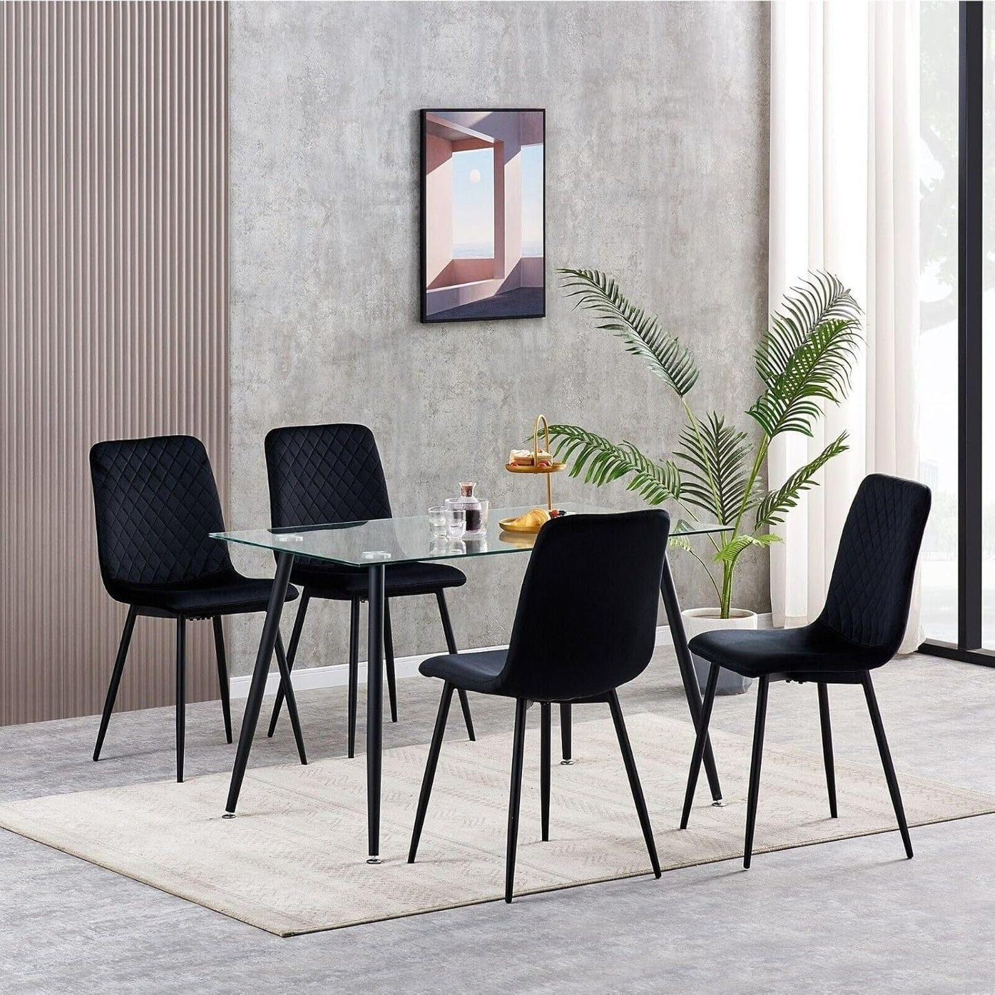 Eetkamerstoel – Designstoel – Velvet Stoel – Metalen Stoel – Lexi Stoel – Set Van 4 – Ergonomisch Comfort – Stijlvolle Metalen Poten