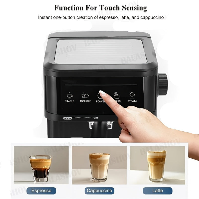 Espressomachine – Koffiezetapparaat – Latte Machine – Cappuccino Maker – Koffiemachine Zwart – 20 Bar Druk – Melkschuimer & 1,8L Waterreservoir