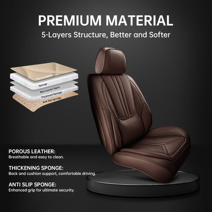 Stoelbekleding Auto Universeel – Autostoelhoes – Stoelhoezen – Auto Interieur Bescherming – PU Leer Zwart – 5-Zits Set – Comfortabele Sponsvulling – Geschikt Voor Alle Seizoenen