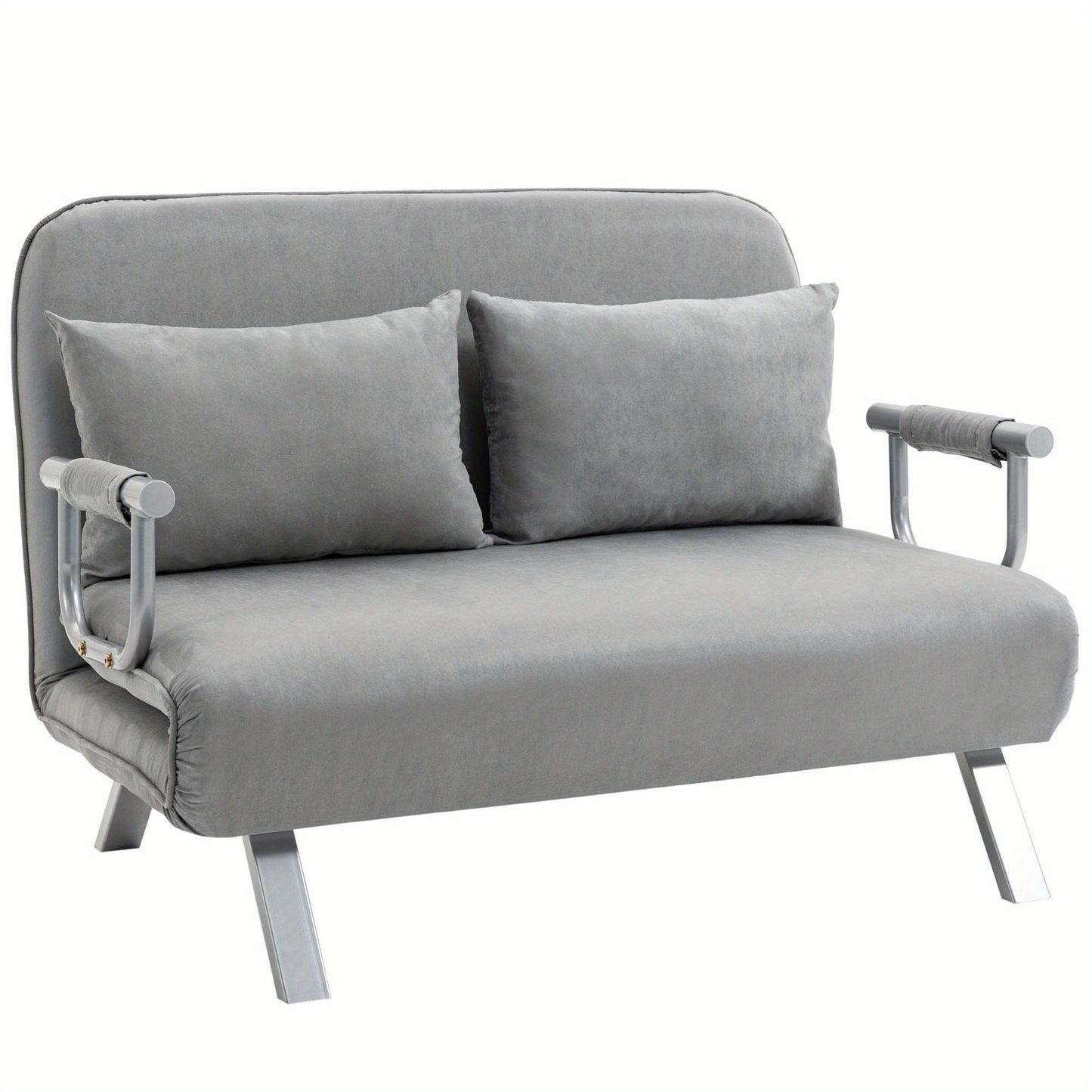 2-zitsbankbed – Slaapbank – Tweezitsbank – Loveseat – Bedbank – Verstelbare Rugleuning – Max. Draagkracht 150 kg – Lichtgrijs – Inclusief Kussens