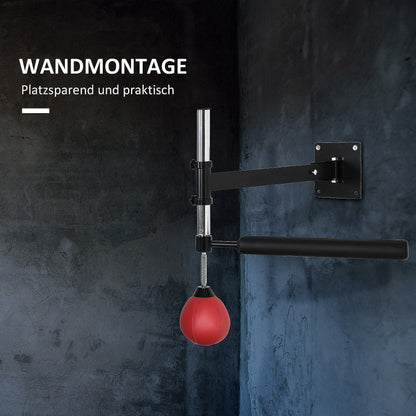 Speedbal – Reflexbal – Bokstrainer – Muurbevestigde Ball – Speedbal Set Rood – Hoogte Verstelbaar – Stevig IJzeren Frame