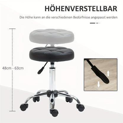 Draaistoel – Bureaustoel – Kantoostoel – Loungestoel – Kruk – Verstelbaar In Hoogte – 360° Draaibaar – Metaal Frame – Gestoffeerd Imitatieleer – Wieltjes – Ergonomisch