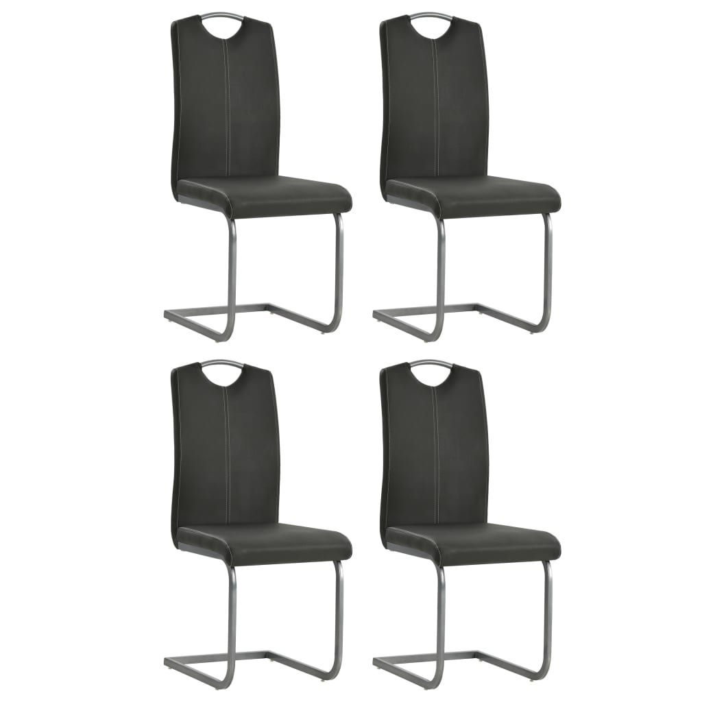 Eetkamerstoel – Stoel – Dinersstoel – Keukenstoel – Zitstoel – Kunstleer Bekleding – Stalen Frame – Set Van 4 – Comfortabel En Duurzaam – Grijs