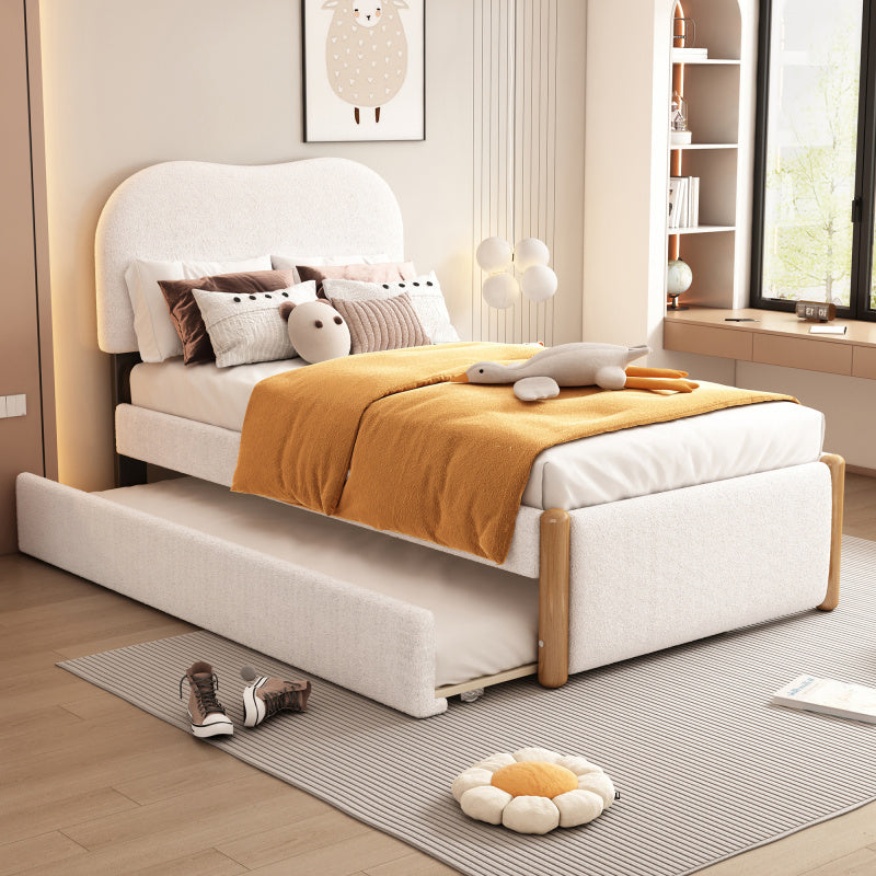 Tweepersoonsbed – 2-persoonsbed – Bedframe – Slaapbed – Logeerbed – 140x200 cm – Donkergrijs Chenille – Geborsteld Eucalyptus Hout – Stabiel Metalen Frame – Quiltpatroon – Eenvoudige Montage