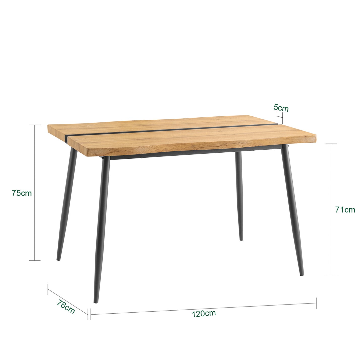 Bistrotafel – Keukentafel – Statafel – Tafel – Vintage Tafel – MDF Tafelblad – Metalen Poten – 120x75x78 cm – Bruin Vintage