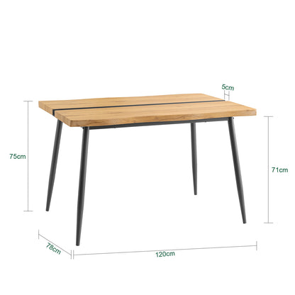 Bistrotafel – Keukentafel – Statafel – Tafel – Vintage Tafel – MDF Tafelblad – Metalen Poten – 120x75x78 cm – Bruin Vintage