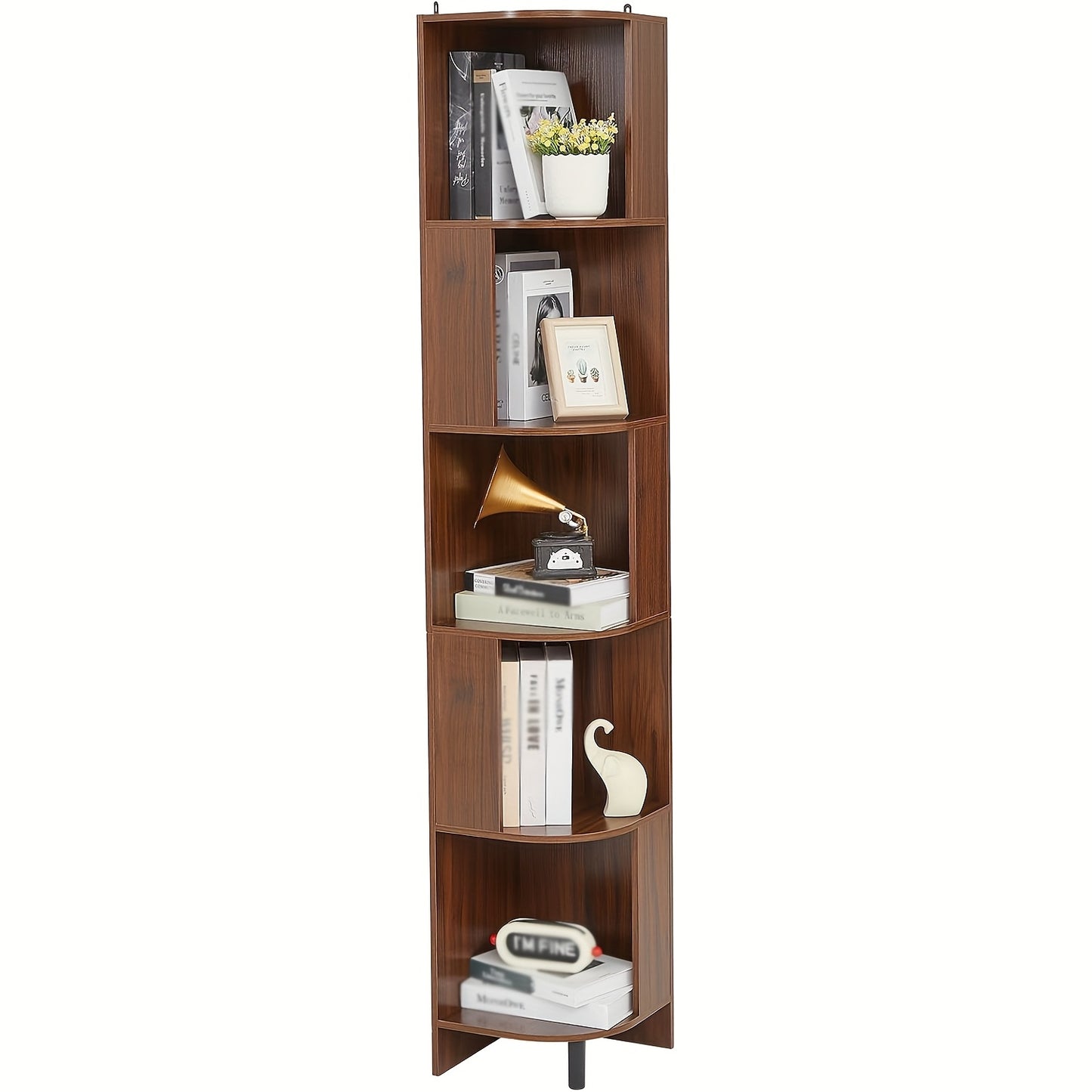 5-Laags Boekenkast – Vakkenkast – Opbergkast – Plankrek – Vrijstaande Rek – Modern Design – 68,58 cm Hoog – Bruin Houtenlook