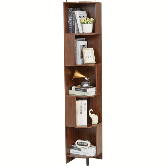 5-Laags Boekenkast – Vakkenkast – Opbergkast – Plankrek – Vrijstaande Rek – Modern Design – 68,58 cm Hoog – Bruin Houtenlook
