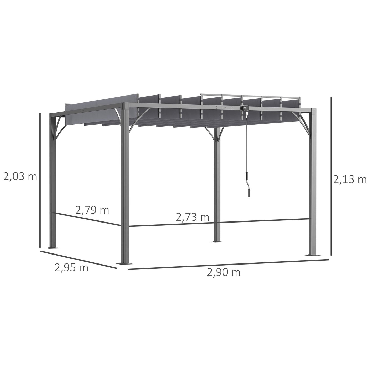 Pergola – Tuinoverkapping – Zonwering – Terrasoverkapping – Buitenkamer – Aluminium Frame – Verstelbare Lamellen – 3x3 Meter – Grijs
