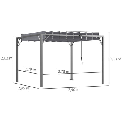 Pergola – Tuinoverkapping – Zonwering – Terrasoverkapping – Buitenkamer – Aluminium Frame – Verstelbare Lamellen – 3x3 Meter – Grijs