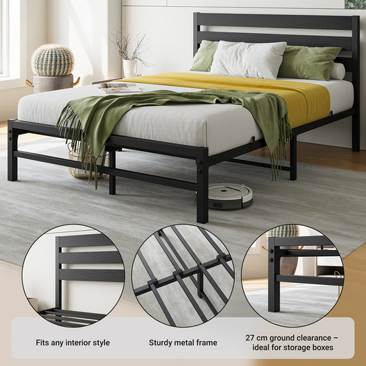 Metalen Bedframe – Bedframe Met Lattenbodem – Stalen Bed Frame – Slaapkamer Bed – Bed Met Hoofdbord – Modern Design – Stevige Ondersteuning 140x200 cm